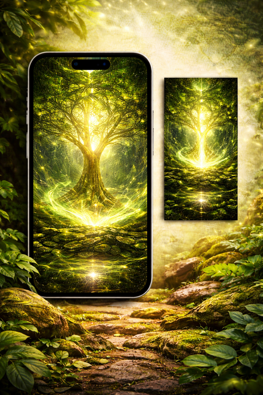 Meridian No.02 – Verdant Axis Elemental Wood Digital Wallpaper